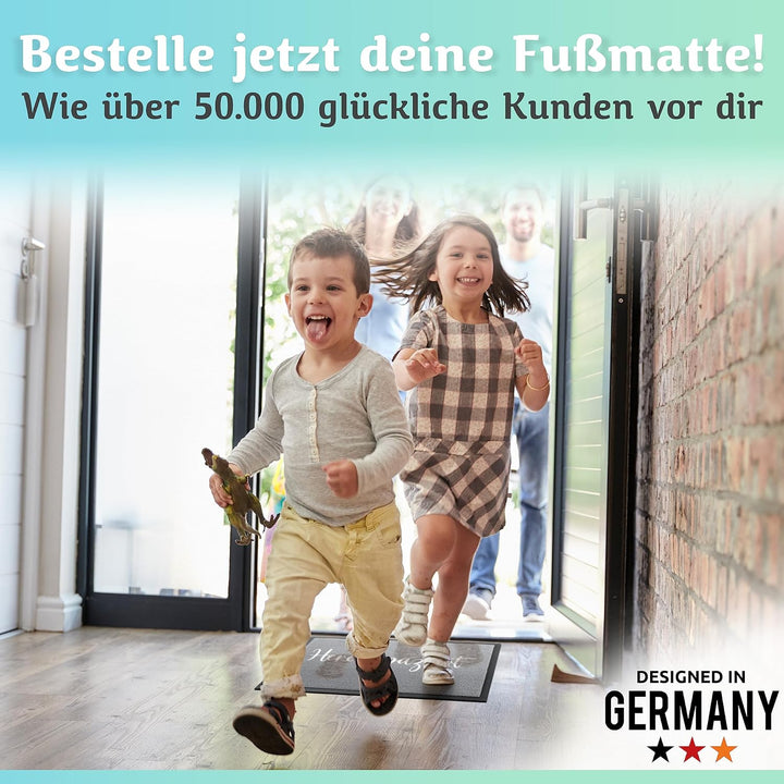 Hereinspaziert Fussmatte [Waschmaschinenfest] in 40x60cm - optimale Grösse für die Haustür. Schmutzf