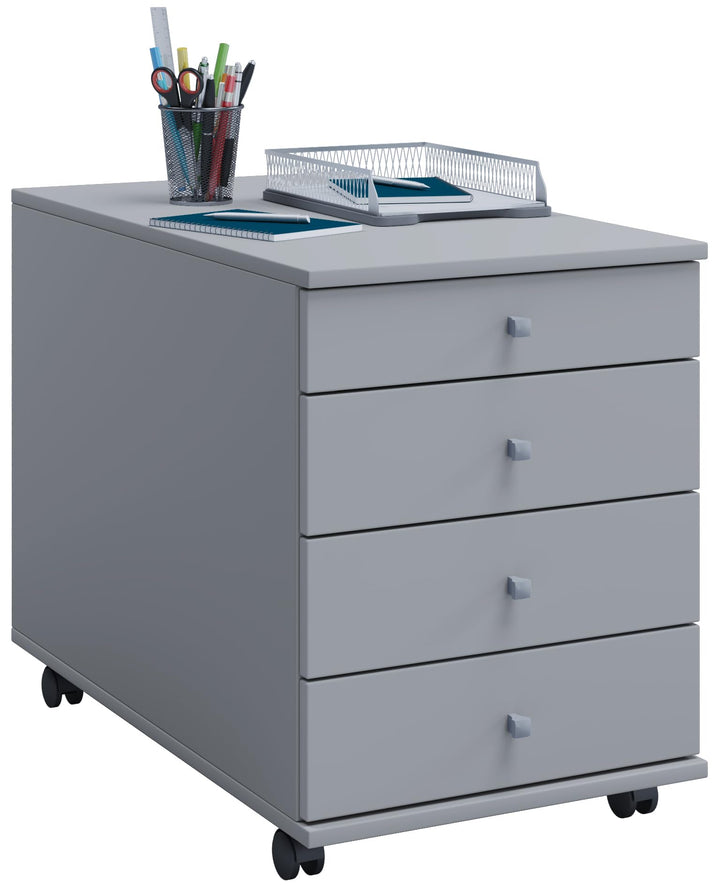 VCM Rollcontainer Beistellcontainer Bürocontainer Rollen rollbar Schublade Lona 75, Grau, Grau