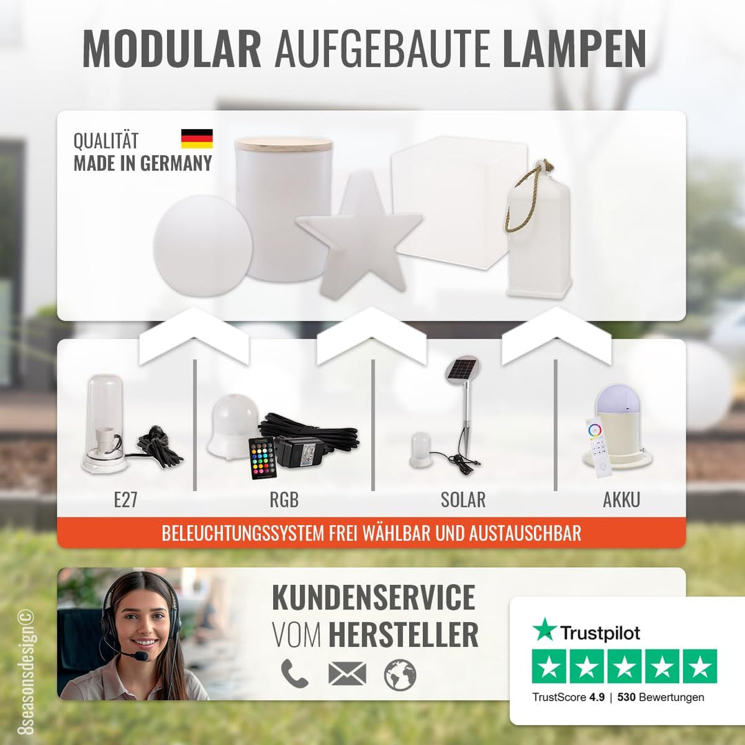8 seasons LED Blume 40cm Shining Flower (weiss), RGB Farbwechsel, dimmbar, mit Fernbedienung – Dekol