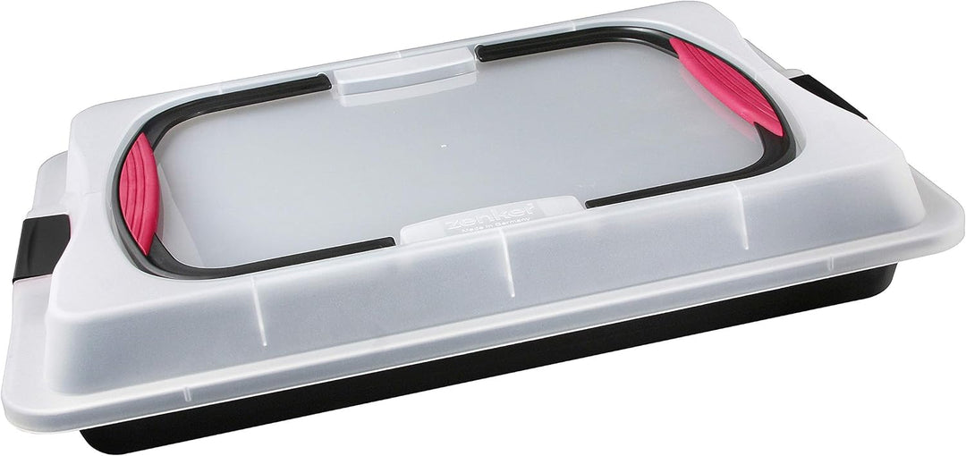 Zenker Blechkuchen-Set, Backblech mit Transport-Abdeckung für unterwegs, Deckel und Softgriff (Kuche