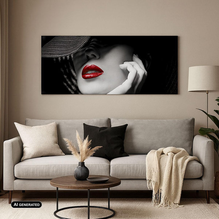 Panorama Bilder auf Leinwand Frau Gesicht Lippen Leinwandbild 90x30cm Wandbilder Dekoration Wohnzimm