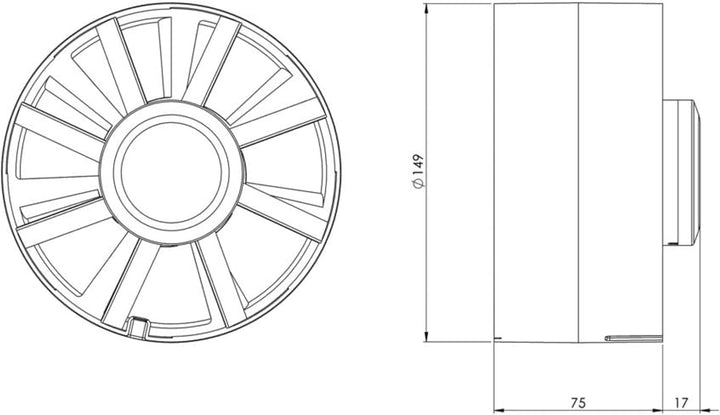 Ø 150mm Rohrventilator - Kanal Ventilator - Rohr Leise Lüfter - Rohrlüfter, Ø 150mm