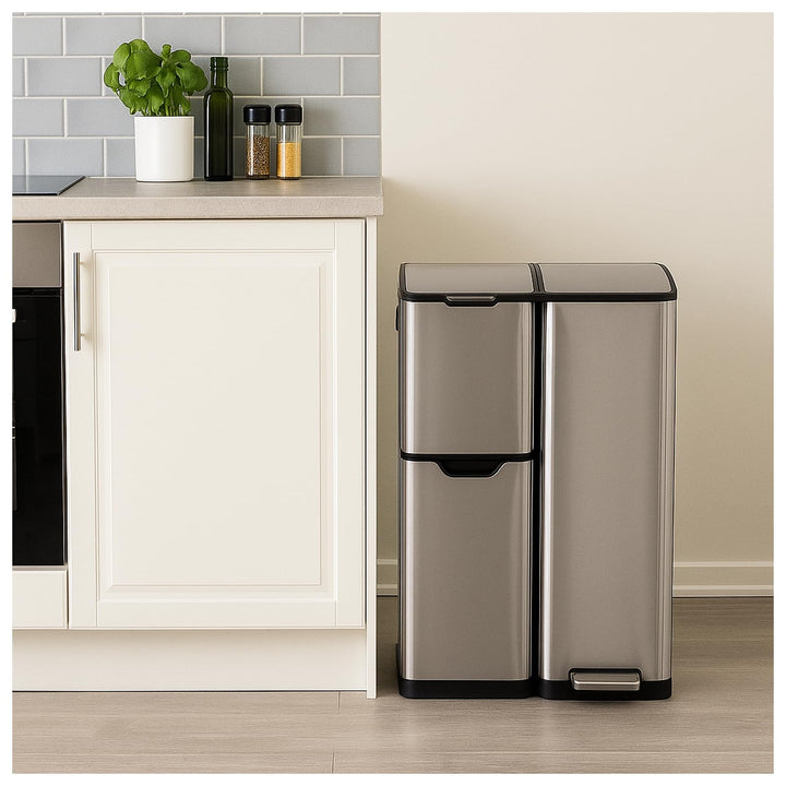 HTI living Abfalleimer Mülltrennsystem mit 3 Behältern Mülleimer 60 Liter
