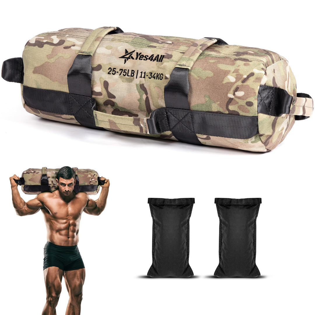 Yes4All Verstellbar Gewichtssack für Fitness mit 7 Griffe - Power bag ideal für Krafttraining, Ungef