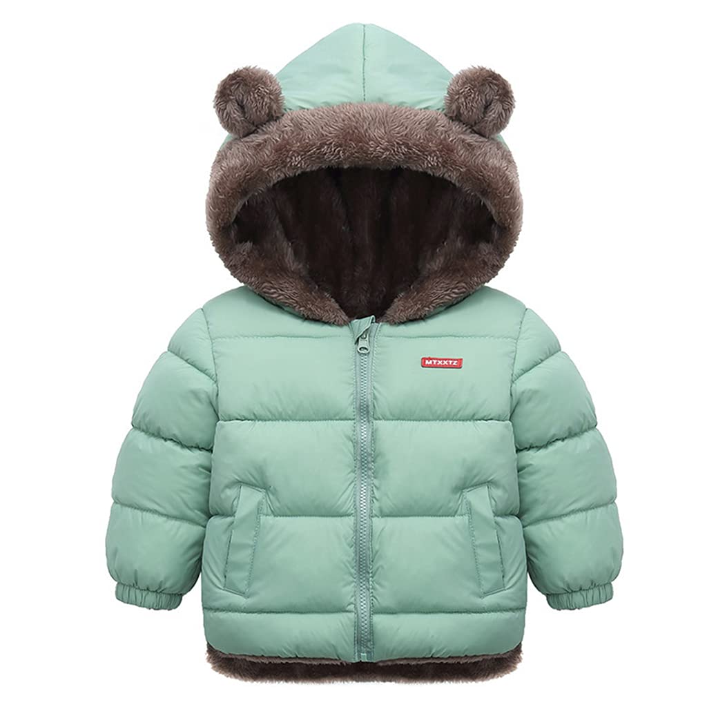 Baby Winter Fleece Mantel Kinder Jungen Jacke Outwear Mädchen Gepolstert Kleidung 2-3 Jahre Grün, 2-
