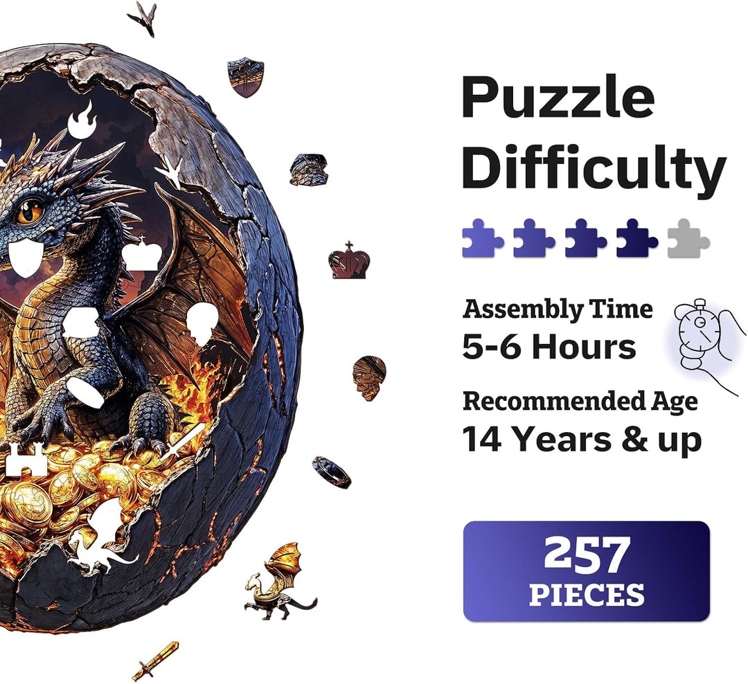 Jigfoxy Holzpuzzle Erwachsene, Junger Drache Holz Puzzle Erwachsen,einzigartiges Holztierpuzzle, Fam