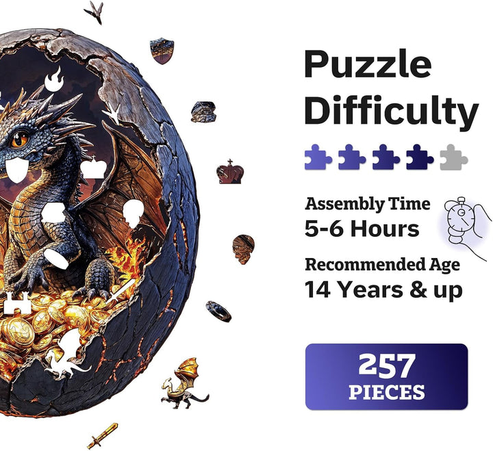 Jigfoxy Holzpuzzle Erwachsene, Junger Drache Holz Puzzle Erwachsen,einzigartiges Holztierpuzzle, Fam