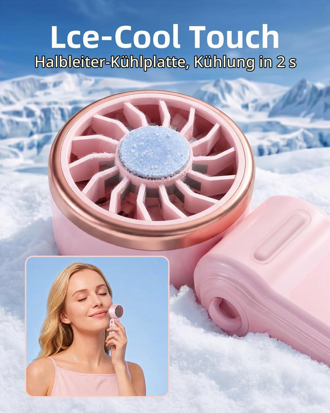 SWEETFULL Tragbarer Mini Ventilator mit Turbo-Lüfter und Eiskühlung,4000mAh Handventilator Akku Aufl