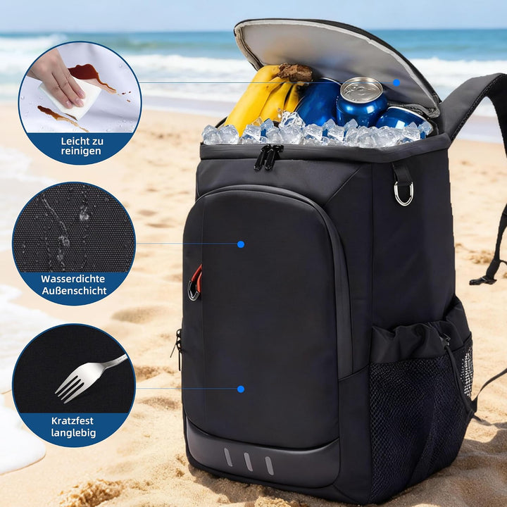 Camping Kühlrucksack,24L Kapazität Isolierter Picknickrucksack, Wasserdichter Rucksack-Kühler Auslau