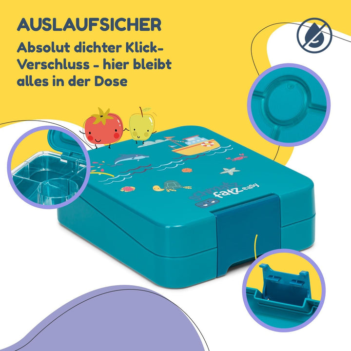 schmatzfatz Easy Brotdose für Kinder mit Fächern, Bunte Unterteilt &amp; Auslaufsicher, BPA-Freie Lunchb
