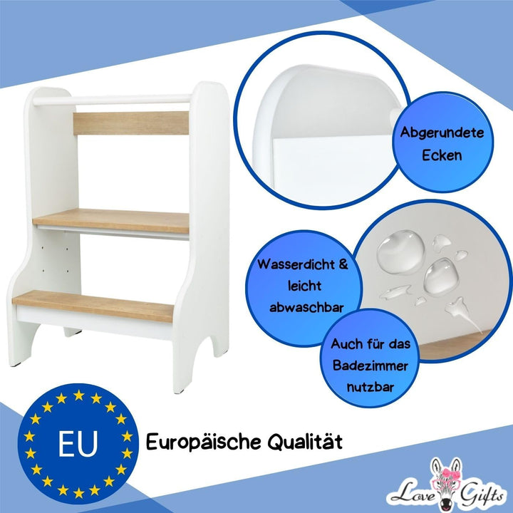 Love Gifts® Lernturm für Kinder mit Kippschutz und höhenverstellbar | Learning Tower mit sicheren Ka