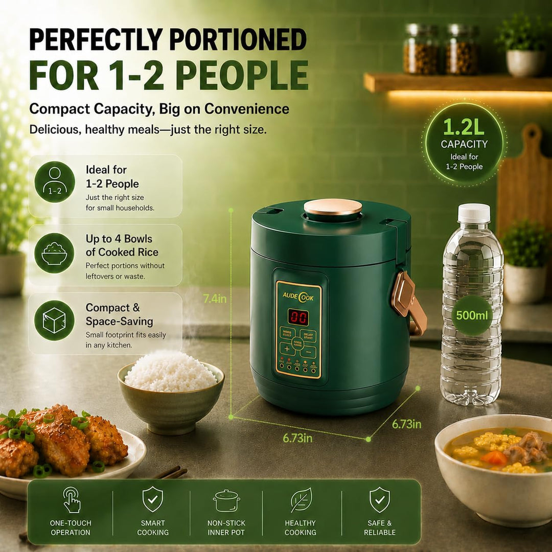 Audecook Reiskocher klein 1.2 L mit Low Sugar Funktion Multikocher