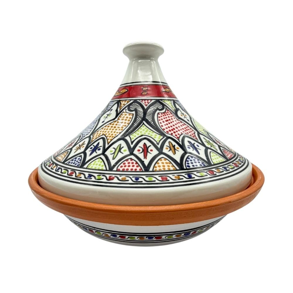 Tajine gemustert grün/weiss, schlanker Deckel - 30 cm Rot gemustert 30cm, Rot gemustert 30cm