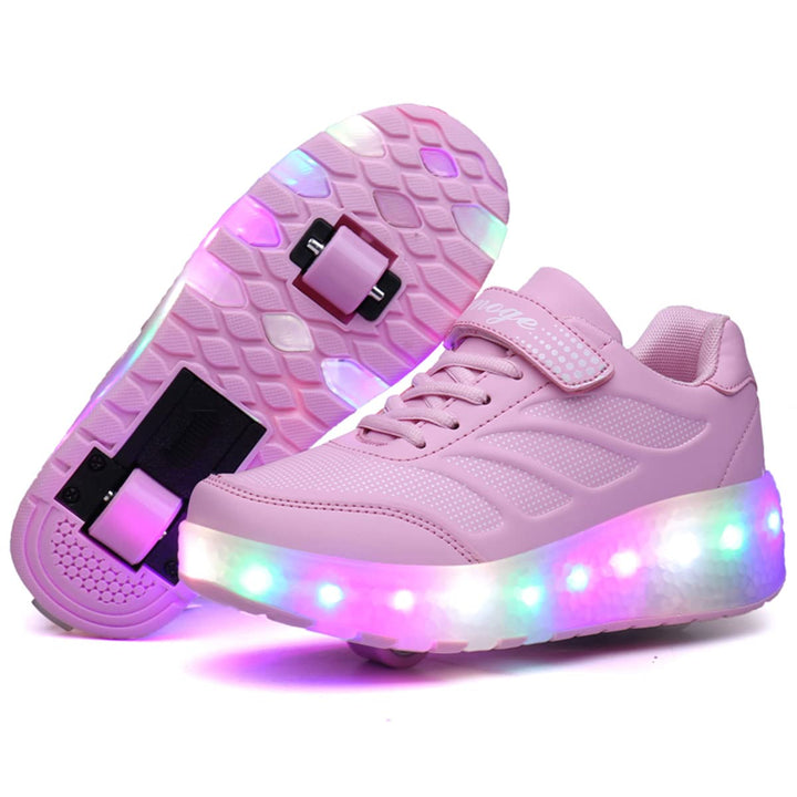 Kinderroller mit LED Licht | Automatisch Einziehbar &amp; Abnehmbare Vorderreifen | Outdoor-Spiel-Schuhe
