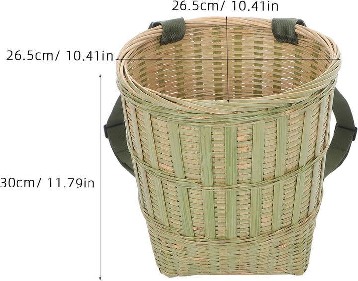 Handgeflochtener Bambus Erntekorb mit Riemen, 30x26,5cm, Rustikal Elegant