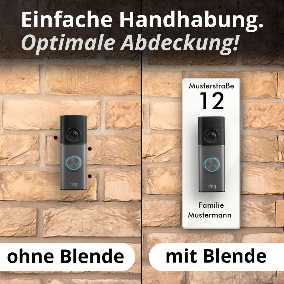 iSecur Personalisierte Blende passend für Ring Videotürklingel aus Acryl weiss I Wired Doorbell Pro