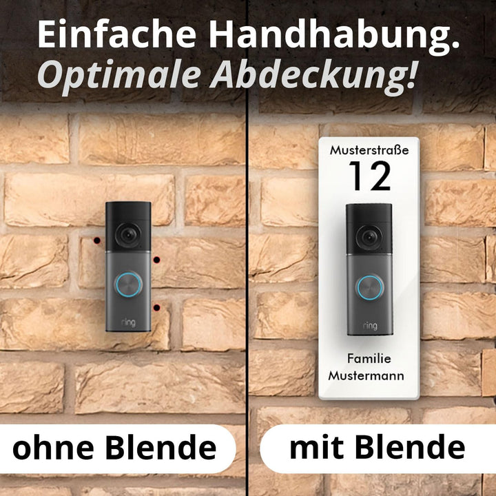 iSecur Personalisierte Blende passend für Ring Videotürklingel aus Acryl weiss I Wired Doorbell Pro