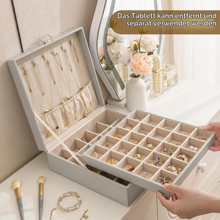 Frebeauty Ohrring-Organizer, klassische Schmuckschatulle, 50 Fächer, doppellagig, Schmuck-Aufbewahru