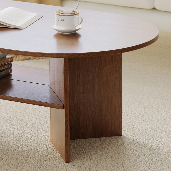 YOUDENOVA Couchtisch Ovaler Beistelltisch Holz Modern Wohnzimmertisch Coffee Table Klein Tisch für W