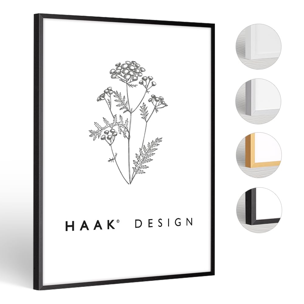 HaakDesign schmaler Bilderrahmen Alena Aluminium Alubilderrahmen 45 x 60 cm Schwarz (matt) Fotorahme