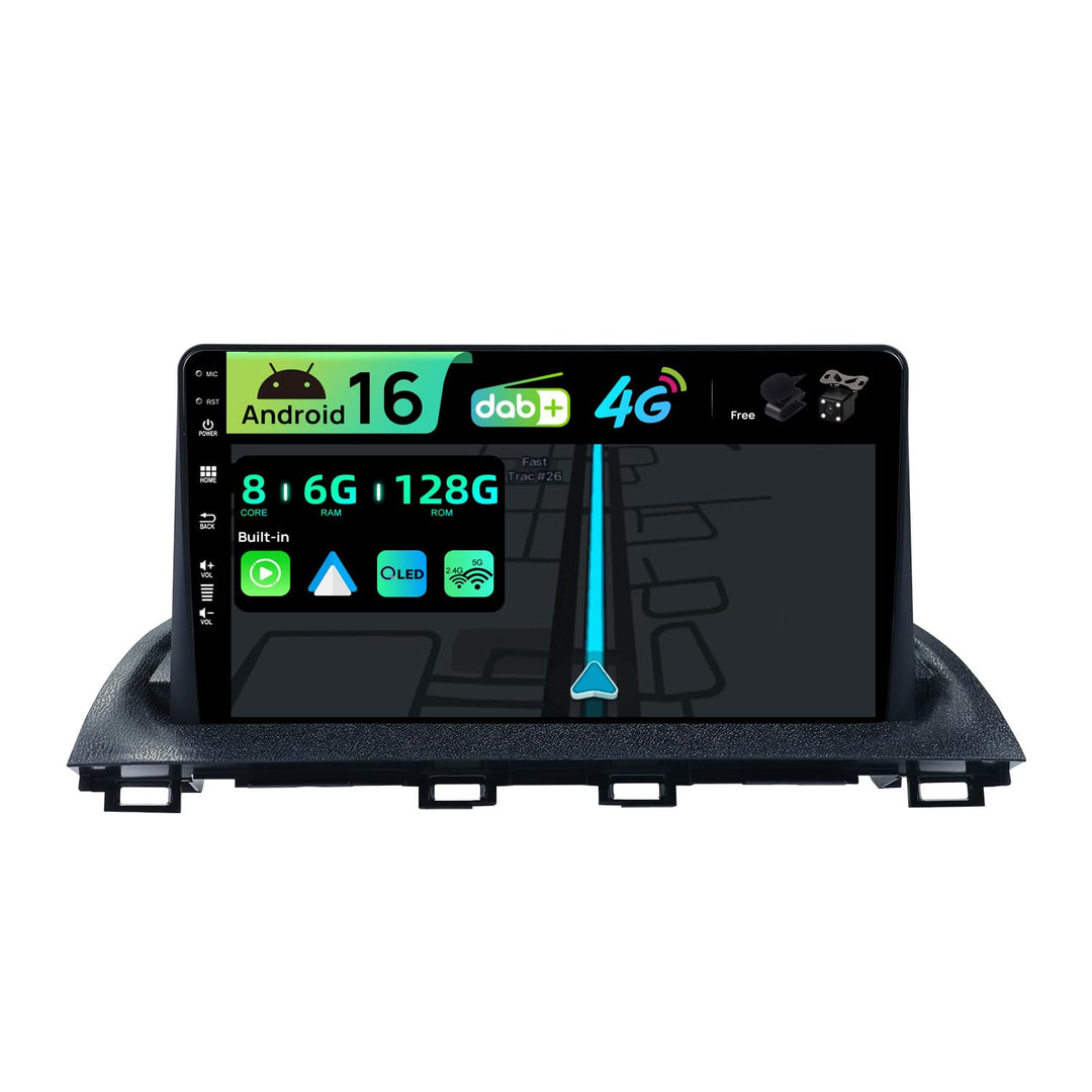 [Eingebaut 4G DAB]- 6G+128G - Autoradio für 5E30 Mazda 3 Axela 2014-2019 - Android 16 Radio - Carpla