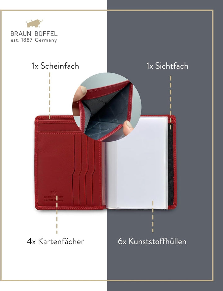 BRAUN BÜFFEL Ausweisetui aus echtem Leder Golf 2.0-4 Kartenfächer - Rot, Rot