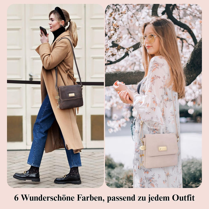 Catwalk Collection Handbags - Vintage Grobem Leder - Klien Umhängetasche Messenger/Schultertasche -