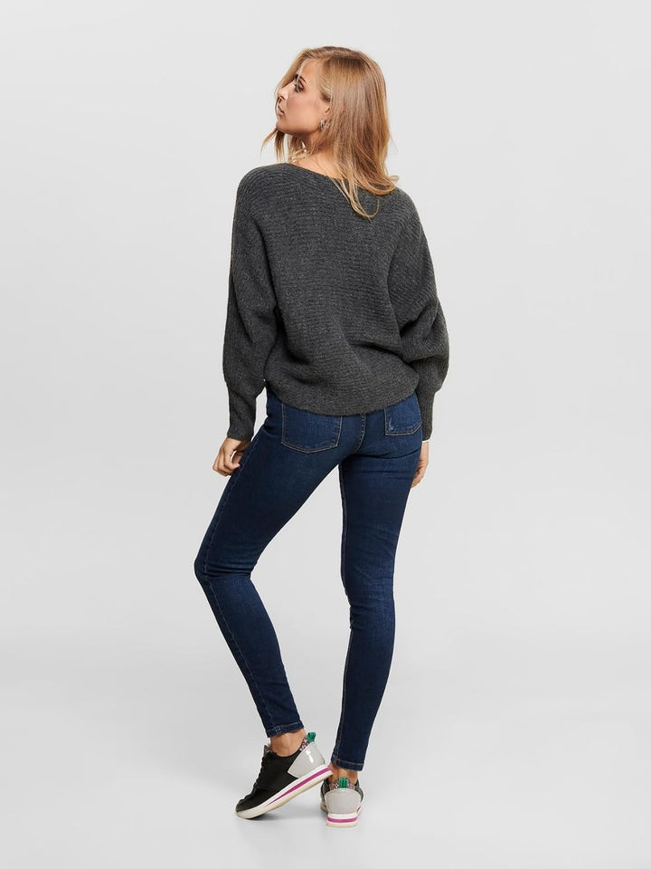 ONLY Damen Onldaniella L/S KNT Noos Pullover XS Grau (Dark Grey Melange Detail: W.melangé), XS Grau