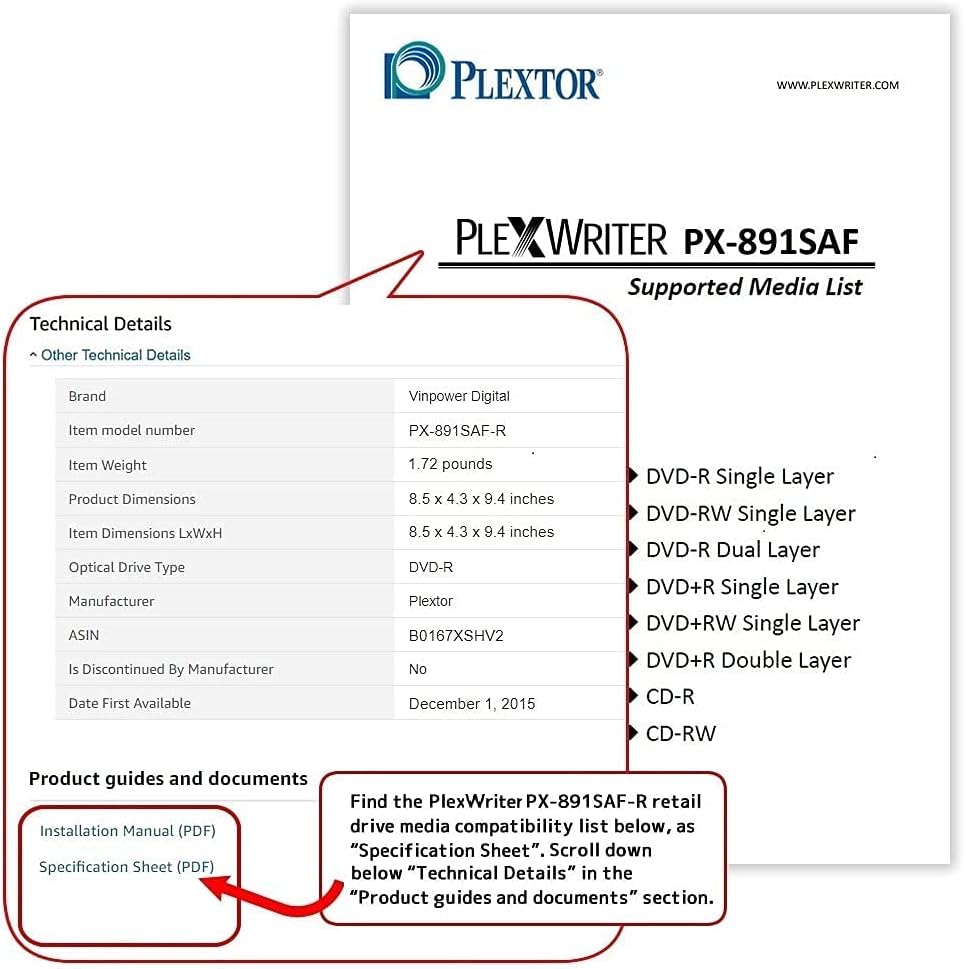 Plextor PX-891SAF-R 24X SATA DVD +/- RW Dual Layer Brenner Laufwerk Einzelhandel, Einzelhandel