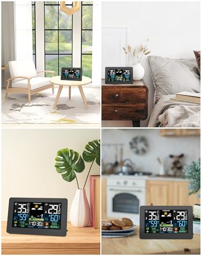 Wetterstation Funk mit Aussensensor, Farbdisplay, Wettervorhersage, Temperatur, Luftfeuchtigkeit, We