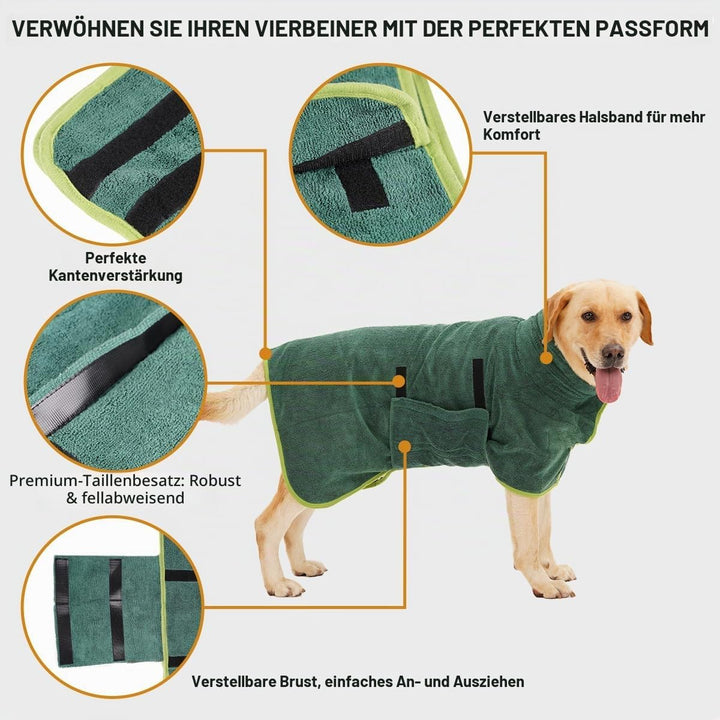 HezzLuv Bademantel Für Hunde, Hundebademantel Aus Mikrofaser Für Mittlere Und Grosse Hunde, Saugfähi
