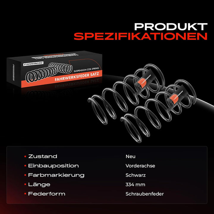 Frankberg 2x Federn Fahrwerksfeder Vorderachse Kompatibel mit AX ZA- 1.0L 1.1L Schrägheck 1991-1997