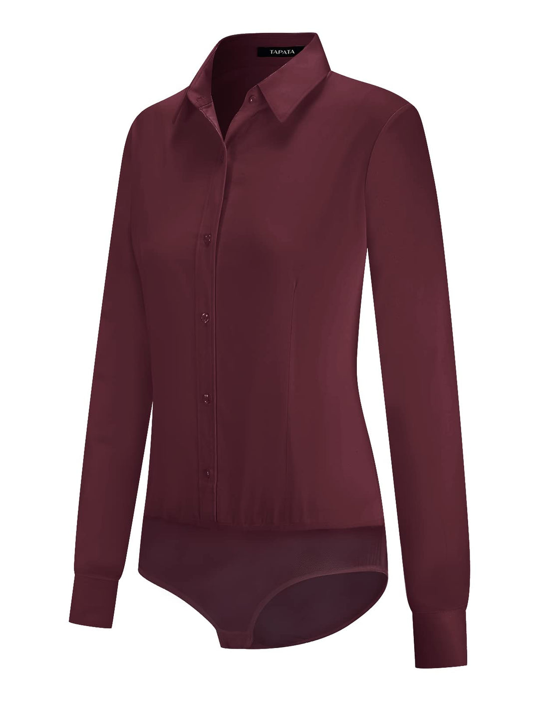 Tapata Damen-Bodysuit-Bluse mit Knöpfen, einteilig, langärmlig, solides Büroarbeitshemd, lässige Obe