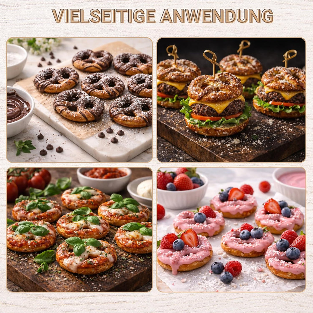 Syntrox Mini Brezel Kombigerät Multifunktionsmaker mit Wechselplatten, Kontaktgrill Edelstahl, Multi