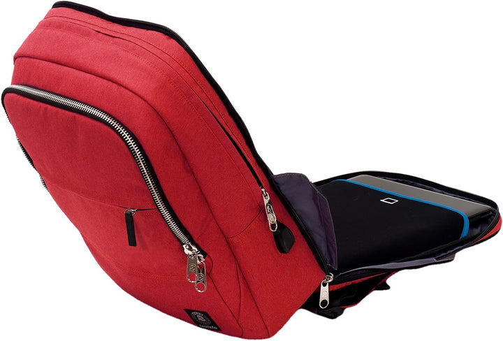 Invicta Biz L Bürorucksack - Rot - Laptopständer bis 15,6 Zoll - USB-Adapter - Arbeit Rot Iv L, Rot