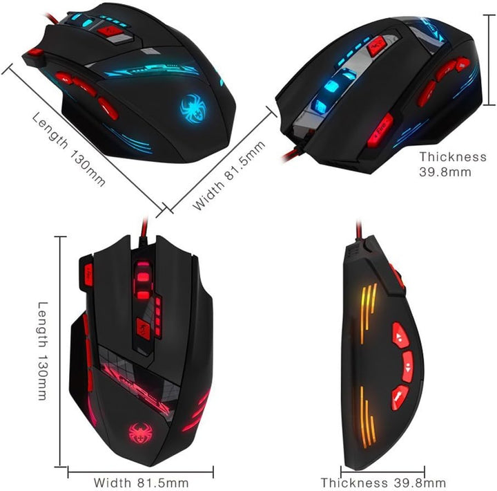 Zelotes PC Gamer Maus,8 Programmierbare Tasten,9200 DPI,USB Optischer Kabelgebundene Gaming Maus,Erg