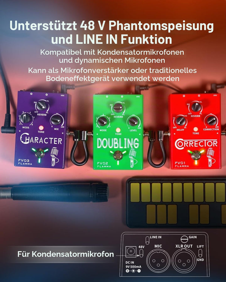 FLAMMA FV01 Vocal Effects Processor Pitch Correction Voice Pedal Vocal Stompbox Microphone Amplifier