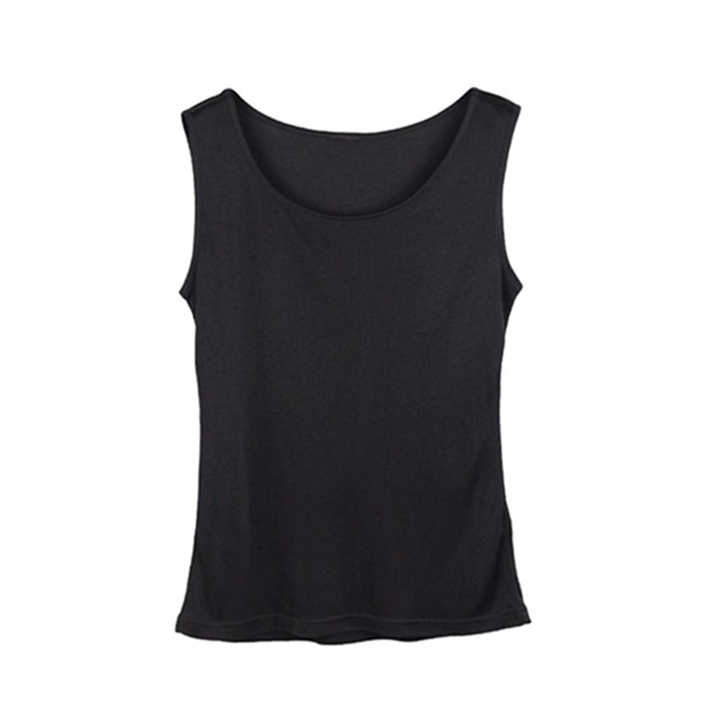 Egurs Damen Tank Top aus 100% Natur Seide,Komfortabel L Schwarz, L Schwarz
