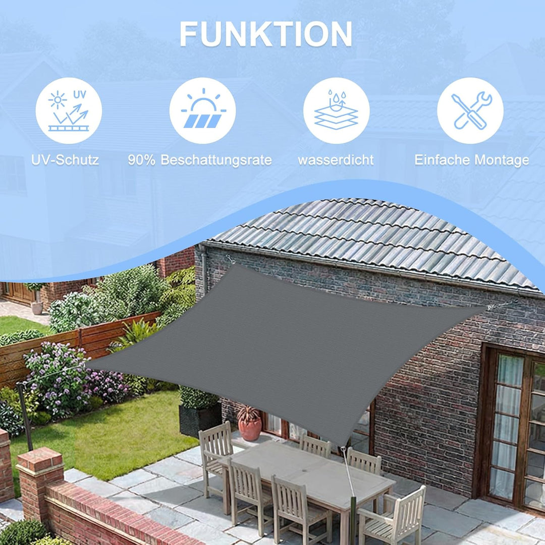 COOL AREA Sonnensegel Wasserdicht Rechteckig Oxford 2.5x4m,Antracita 2.5x4m Antracita, 2.5x4m Antrac