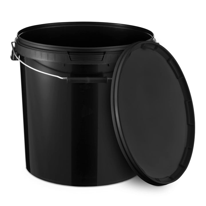 BenBow - Eimer mit Deckel schwarz 4X 20 Liter - lebensmittelecht stabil luftdicht auslaufsicher geru