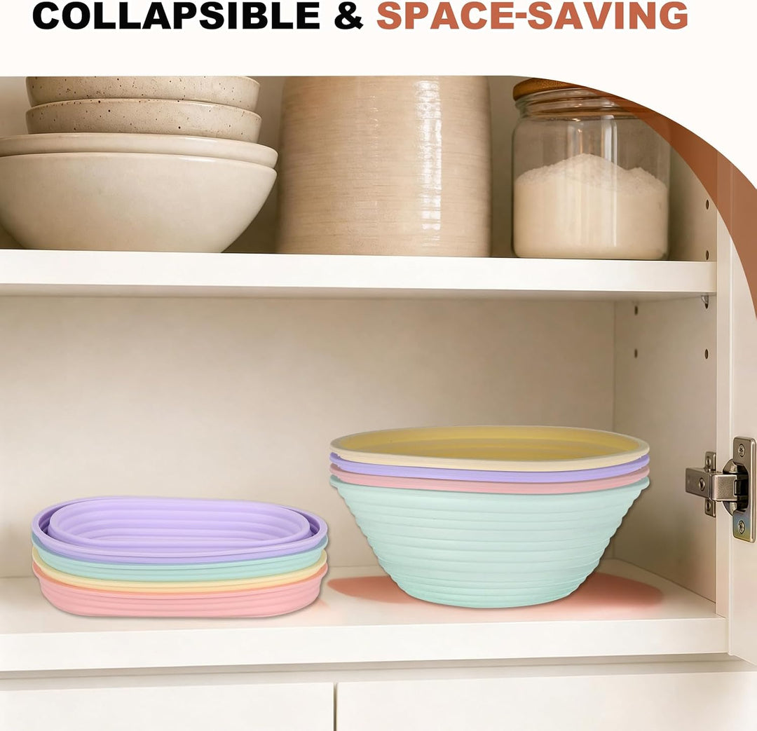 QUARKZMAN Sauerteig Starter Set, Gärkörbchen Set aus Silikon (23cm rund &amp; 25cm oval), Brotkörbchen B