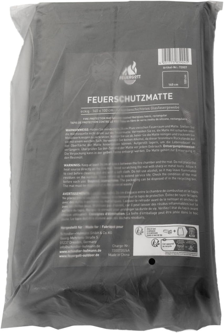 Feuerschutzmatte Bodenschutzmatte rechteckig Schwarz 140 x 100 cm 0,5 mm hitzebeständige Unterlegmat