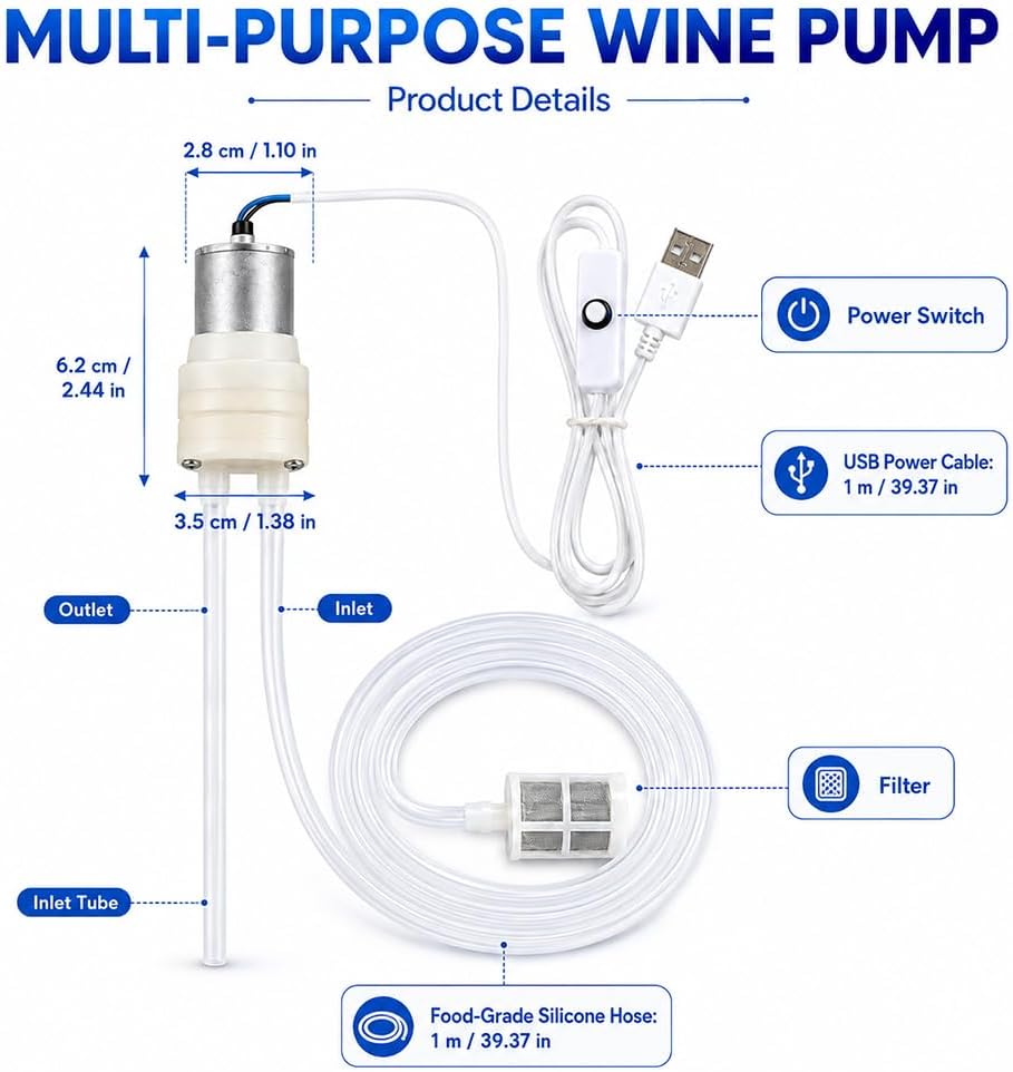 Elektrische Weinpumpe, Bier Siphon 1 Meter Set