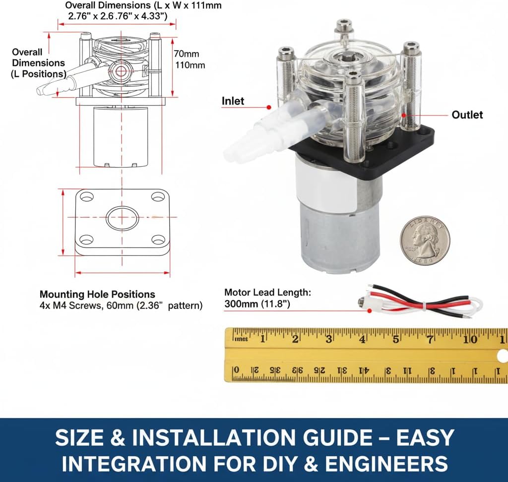 24V Peristaltikpumpe 500mL/m Grossem Durchfluss Dosierpumpe Schlauchpumpe mit Kartenschlitzdesign fü