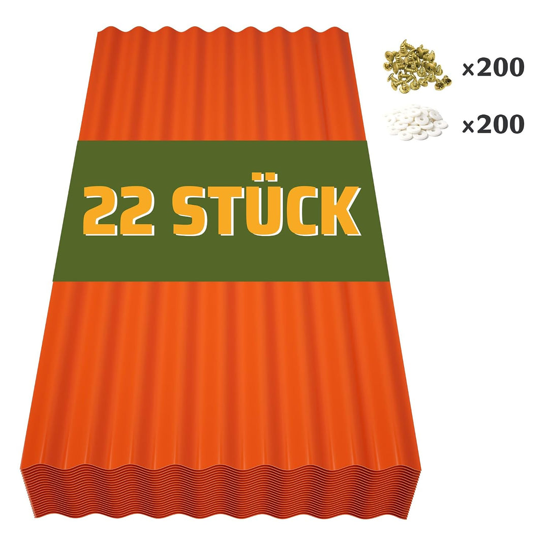 Thanaddo Wellplatten Lichtplatten, 22er Set Wellplatte Dach Kunststoff Welldach mit Schrauben, wette
