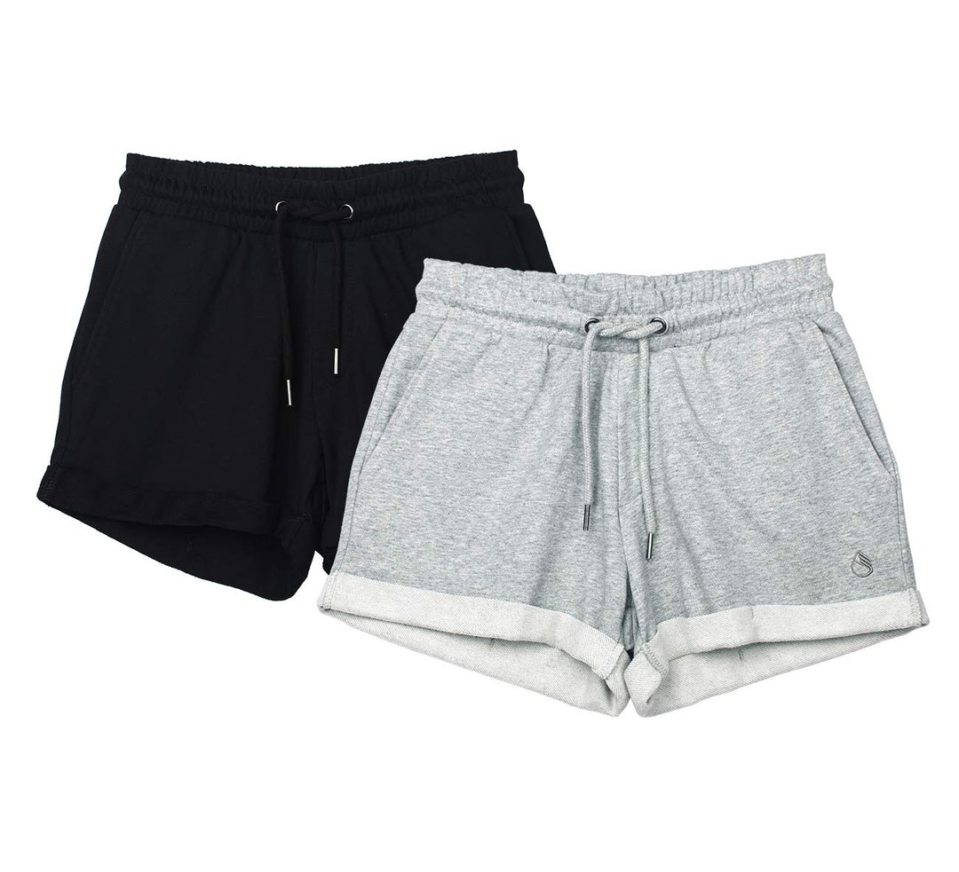 icyzone Damen Sportshorts 2er Pack Kurze Sporthose Atmungsaktive Laufshorts Bequeme Trainingsshorts