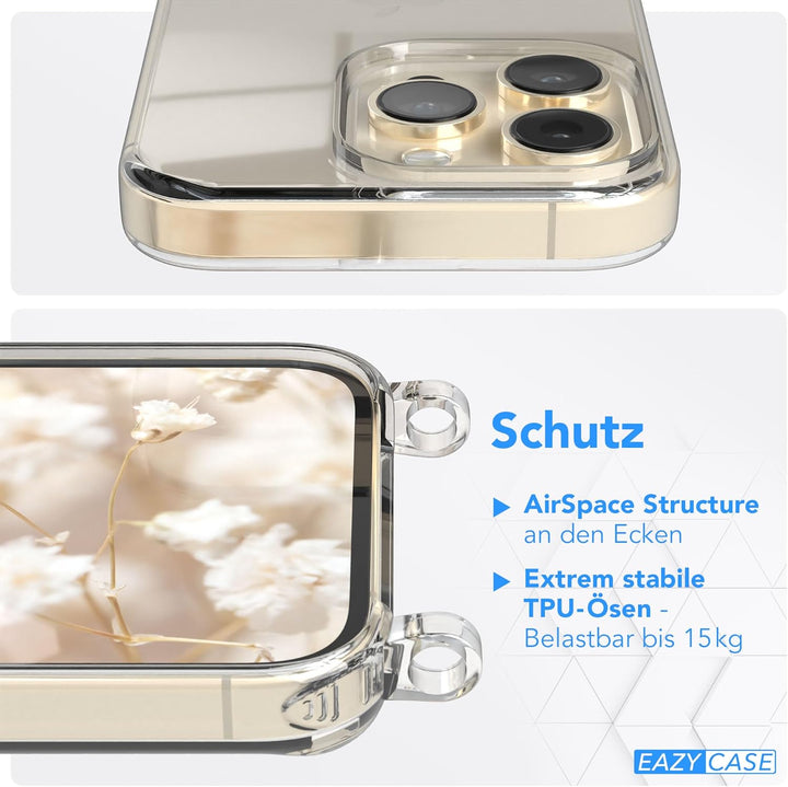 EAZY CASE Handykette - Verstellbares Taschenband kompatibel mit iPhone 14 Pro, Schulterriemen, Handy