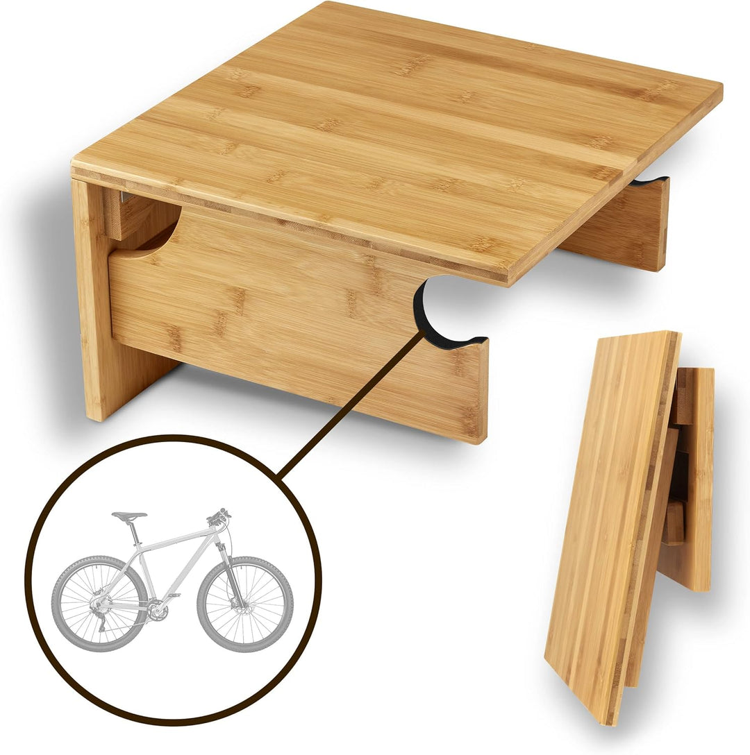 Rockitdaily Fahrradhalterung für die Wand | 35x35x5cm | klappbare Bambus Wandhalterung Fahrrad als G