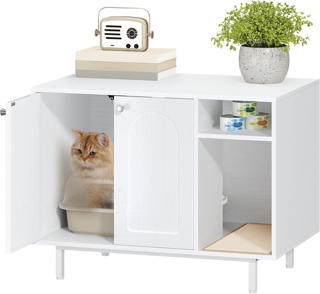Hzuaneri Katzenschrank, Katzentoilette, Katzenklo Schrank, Katzenhaus mit Tür und separater Trennwan