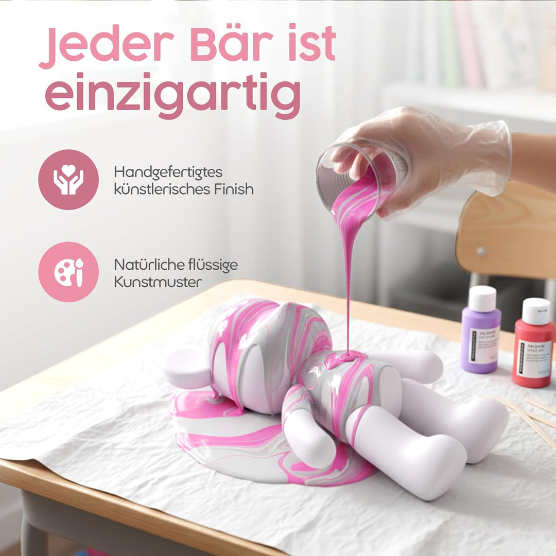 Worldwide DIY Bär zum Bemalen – Kreatives Mal-Set | Bärenfigur inkl. 3 Farben, Pinsel &amp; Zubehör | Ge